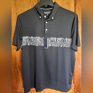 NWT Michael Rouen Mens Large Black Performance Polo Shirt With UPF